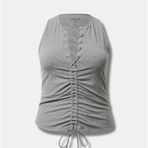 Torrid Fitted Super Soft Rib Lace Up Ruched Tie Front Crop Tank - 3X (22/24)